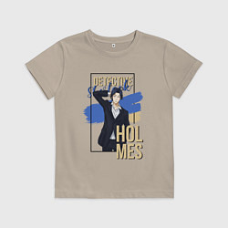 Футболка хлопковая детская Sherlock Detective Holmes, цвет: миндальный