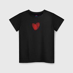 Футболка хлопковая детская Отпечатки в виде сердца, цвет: черный