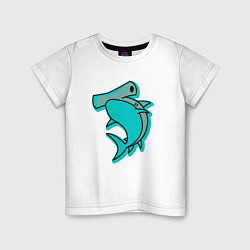 Футболка хлопковая детская Акула молот, цвет: белый