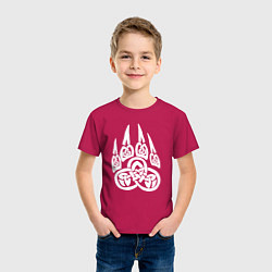 Футболка хлопковая детская Символ Велеса Медвежья лапа, цвет: маджента — фото 2