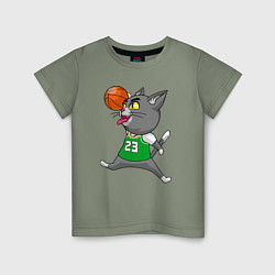 Футболка хлопковая детская Jordan Cat, цвет: авокадо