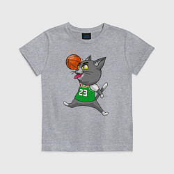 Футболка хлопковая детская Jordan Cat, цвет: меланж