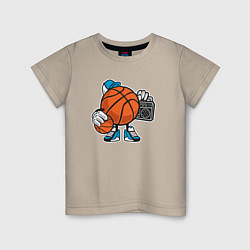 Футболка хлопковая детская Basket Music, цвет: миндальный