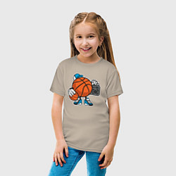 Футболка хлопковая детская Basket Music, цвет: миндальный — фото 2