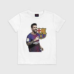 Футболка хлопковая детская Lionel Messi Barcelona Argentina, цвет: белый