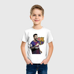 Футболка хлопковая детская Lionel Messi Barcelona Argentina, цвет: белый — фото 2