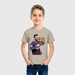 Футболка хлопковая детская Lionel Messi Barcelona Argentina, цвет: миндальный — фото 2