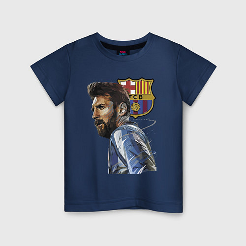 Детская футболка Lionel Messi Barcelona Argentina Striker / Тёмно-синий – фото 1