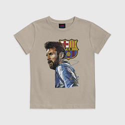 Футболка хлопковая детская Lionel Messi Barcelona Argentina Striker, цвет: миндальный
