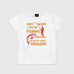 Футболка хлопковая детская I Want To Fishing, цвет: белый