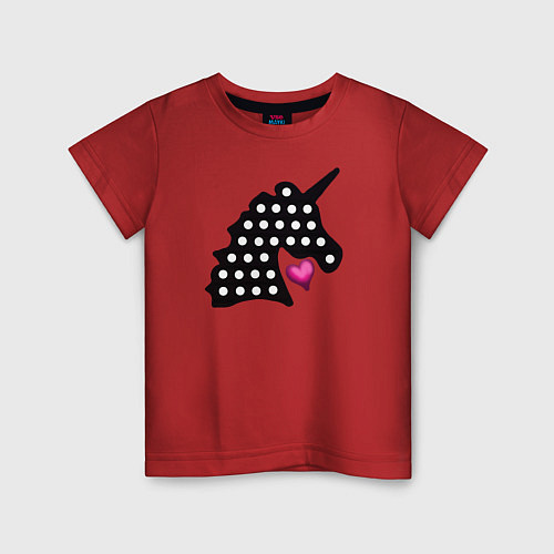 Детская футболка Единорог, сердце, поп-ит / Красный – фото 1