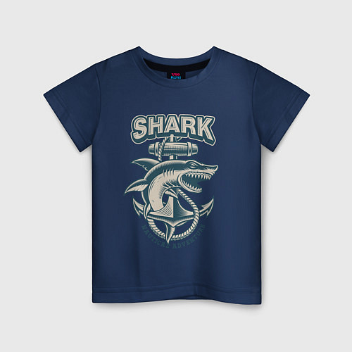 Детская футболка Акула / Тёмно-синий – фото 1