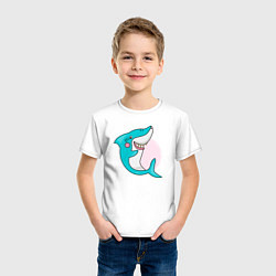 Футболка хлопковая детская Акула, цвет: белый — фото 2