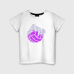 Футболка хлопковая детская Мяч - Волейбол, цвет: белый