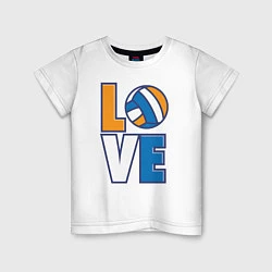 Футболка хлопковая детская Love Volleyball, цвет: белый