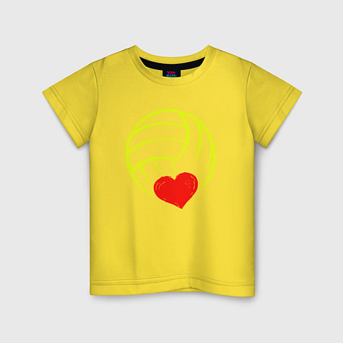 Детская футболка Volleyball Heart / Желтый – фото 1