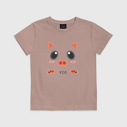 Футболка хлопковая детская Свинья образ pig, цвет: пыльно-розовый