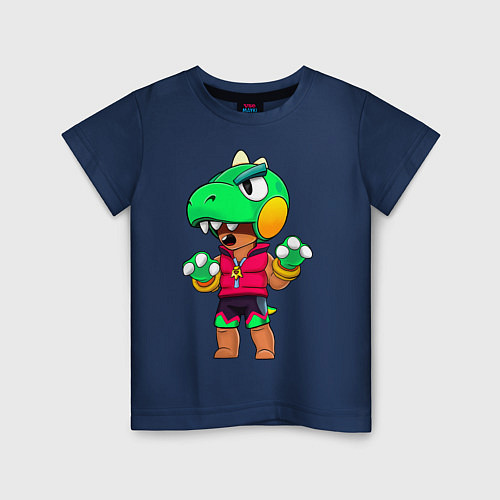 Детская футболка Леон Динозавр / Тёмно-синий – фото 1