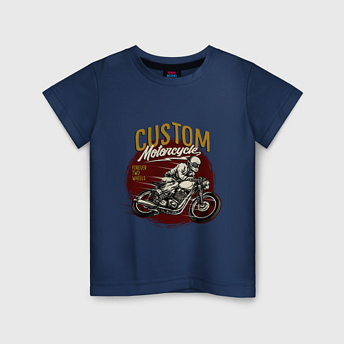 Детская футболка Ретро мотоцикл / Тёмно-синий – фото 1