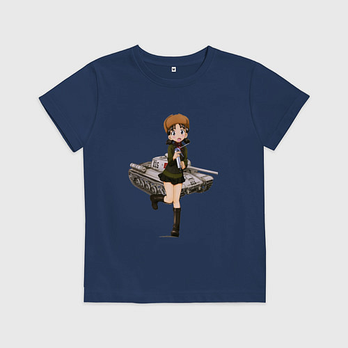 Детская футболка ТАНКИСТКА / Тёмно-синий – фото 1