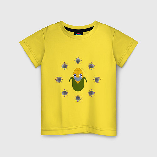Детская футболка Кукуруза в маске / Желтый – фото 1