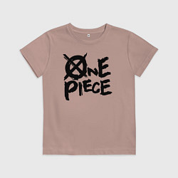 Футболка хлопковая детская One Piece Большой куш лого, цвет: пыльно-розовый