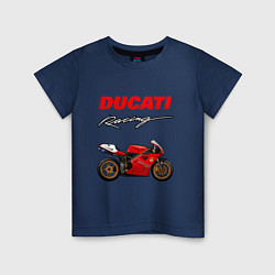 Футболка хлопковая детская DUCATI ДУКАТИ MOTOSPORT, цвет: тёмно-синий