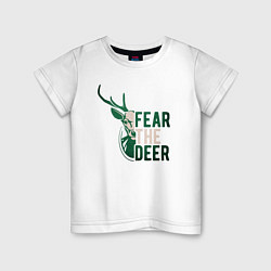 Футболка хлопковая детская Fear The Deer, цвет: белый