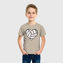 Футболка хлопковая детская Сердце Волейбола, цвет: миндальный — фото 2