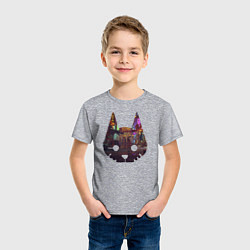 Футболка хлопковая детская Stray: City Cat, цвет: меланж — фото 2