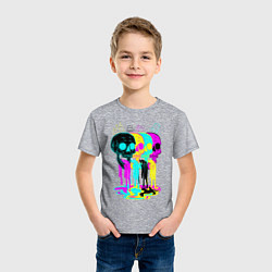 Футболка хлопковая детская 4 ЧЕРЕПА SKULLS NEON, цвет: меланж — фото 2