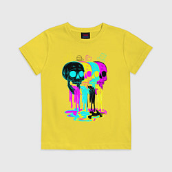 Футболка хлопковая детская 4 ЧЕРЕПА SKULLS NEON, цвет: желтый
