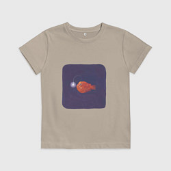 Футболка хлопковая детская Удильщик, цвет: миндальный