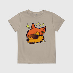 Футболка хлопковая детская Клёвый лис, цвет: миндальный