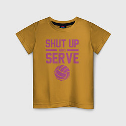 Футболка хлопковая детская Shut Up And Serve, цвет: горчичный