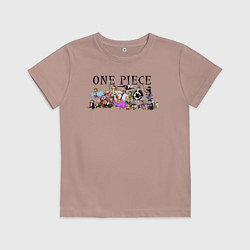 Футболка хлопковая детская Персонажи One Piece Большой куш, цвет: пыльно-розовый
