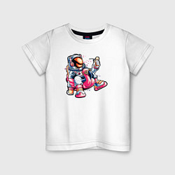 Футболка хлопковая детская Космонавт на реклаксе, цвет: белый