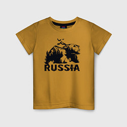 Футболка хлопковая детская Russian bear, цвет: горчичный