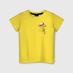 Футболка хлопковая детская ПИКАЧУ В КАРМАШКЕ, цвет: желтый