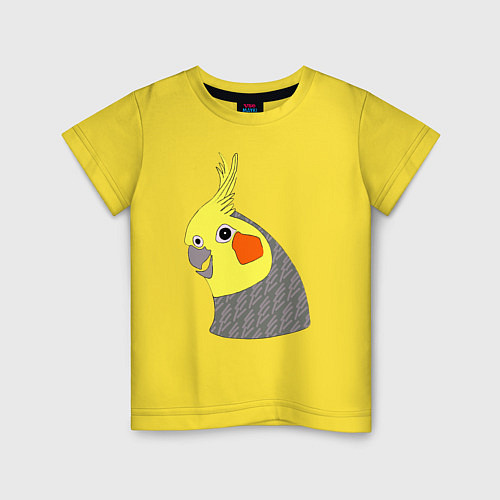 Детская футболка Попугай корелла портрет / Желтый – фото 1