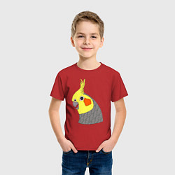 Футболка хлопковая детская Попугай корелла портрет, цвет: красный — фото 2
