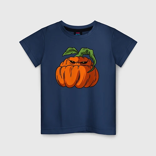 Детская футболка Сердитый тыквенсон / Тёмно-синий – фото 1