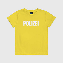 Футболка хлопковая детская POLIZEI Полиция Надпись Белая, цвет: желтый