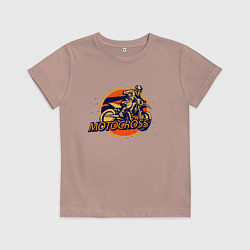 Футболка хлопковая детская Мотокросс, цвет: пыльно-розовый