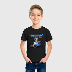 Футболка хлопковая детская Луиджи крутой гонщик, цвет: черный — фото 2