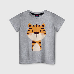 Футболка хлопковая детская Cartoon Tiger, цвет: меланж