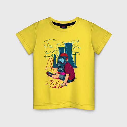 Детская футболка Мальчик в противогазе / Желтый – фото 1