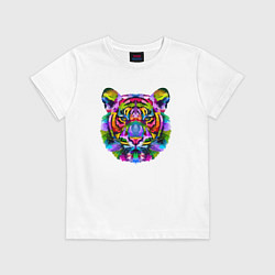 Футболка хлопковая детская Amazing Tiger, цвет: белый