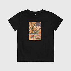 Футболка хлопковая детская Retro Pixel Art Girl, цвет: черный