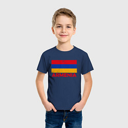 Футболка хлопковая детская Armenia Flag, цвет: тёмно-синий — фото 2